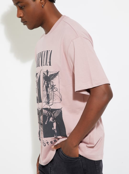 URB_N Men Nirvana Print Oversized T-shirt