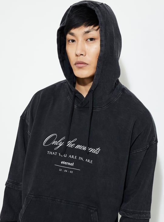 Buy URB_N Men Oversized Back Printed Hooded Sweatshirt