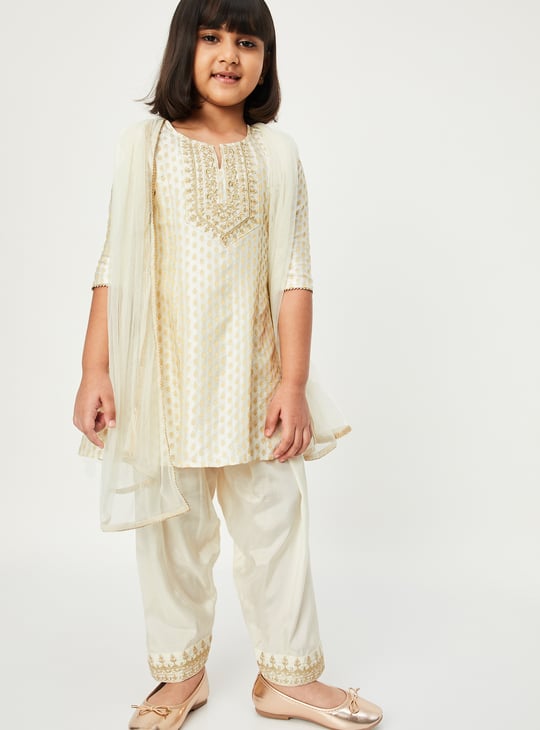 Girls Embroidered A-Line Kurta Set