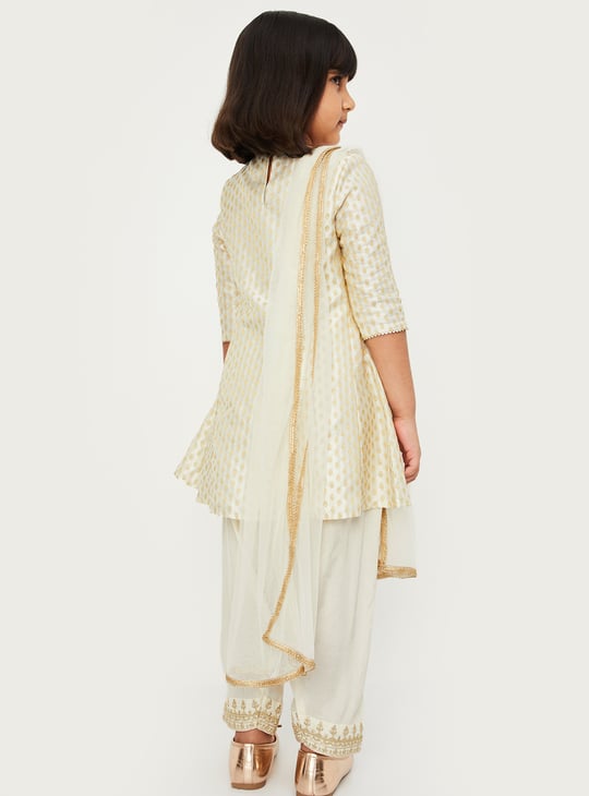 Girls Embroidered A-Line Kurta Set
