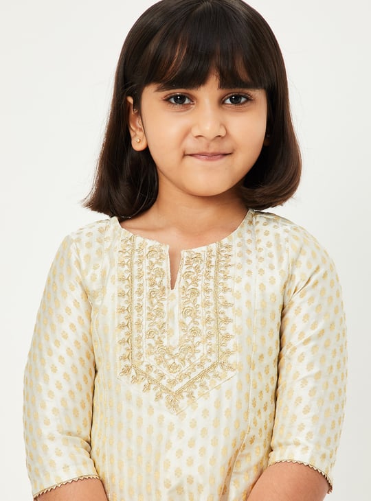 Girls Embroidered A-Line Kurta Set