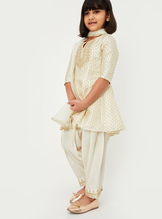 Girls Embroidered A-Line Kurta Set