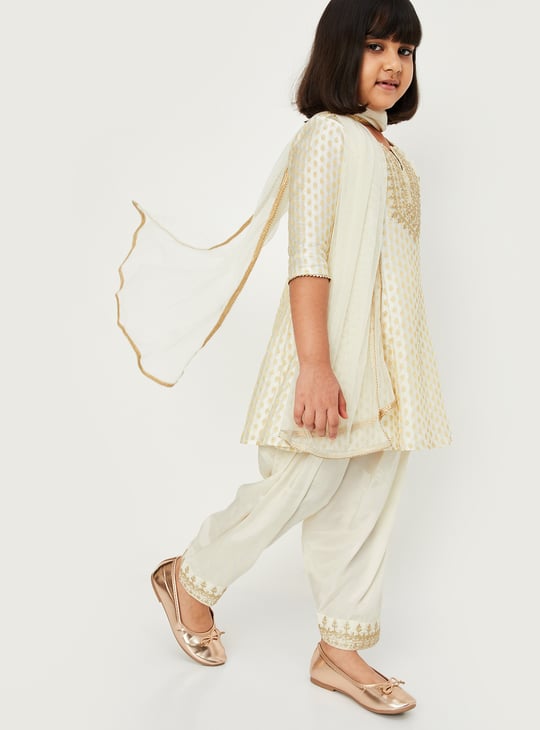 Girls Embroidered A-Line Kurta Set