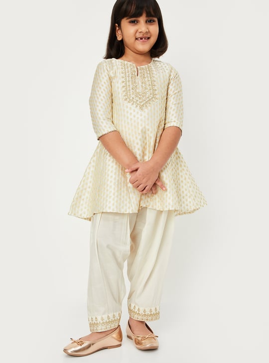 Girls Embroidered A-Line Kurta Set