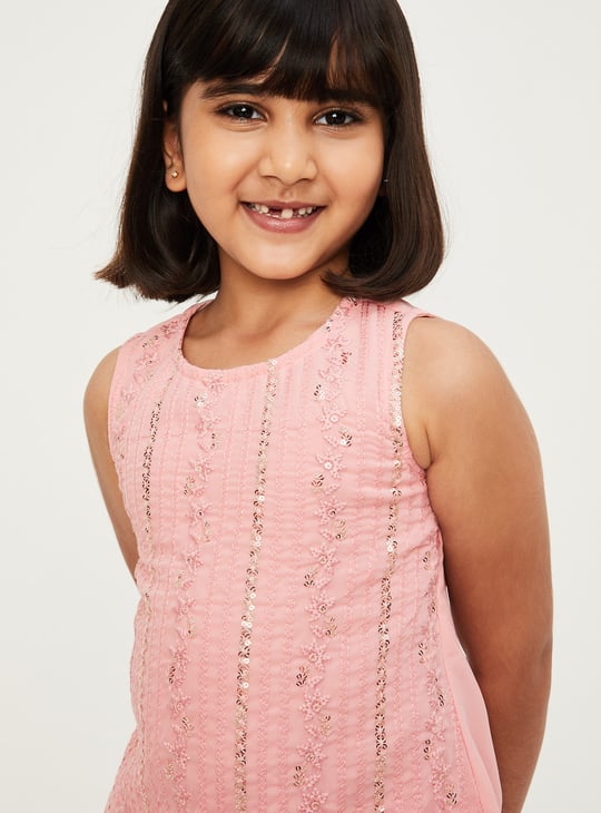 Girls Embroidered Sharara Set