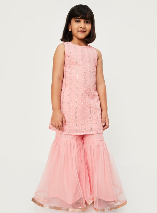 Girls Embroidered Sharara Set