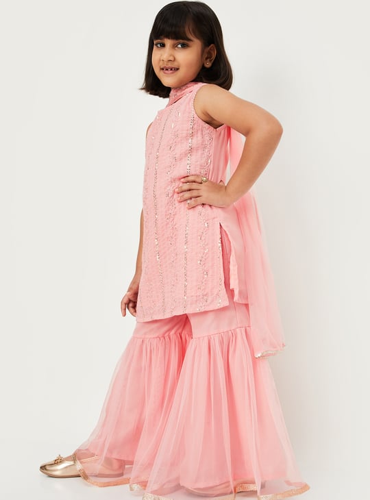 Girls Embroidered Sharara Set