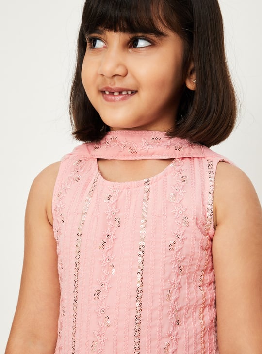 Girls Embroidered Sharara Set