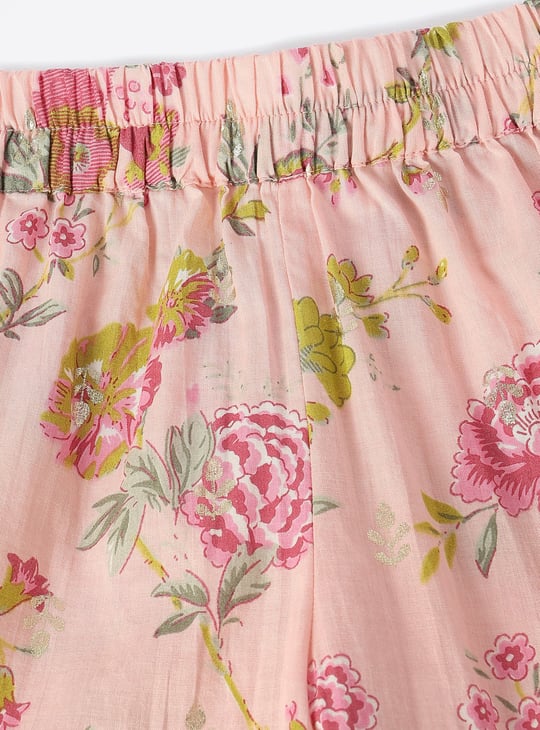 Girls Floral Printed A-Line Kurta Set