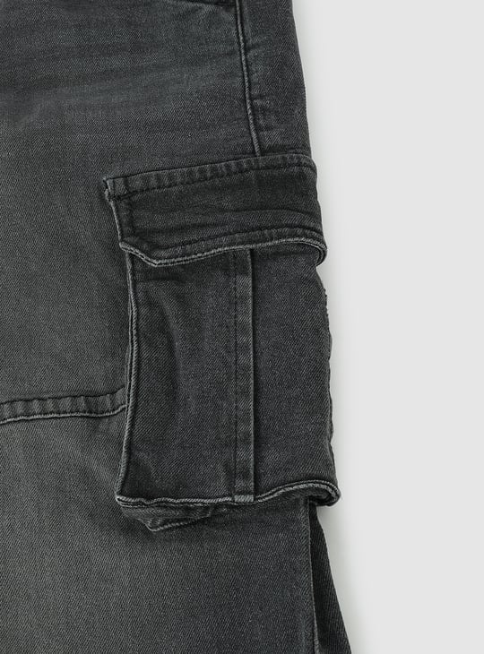 Boys Washed Denim Cargo Joggers