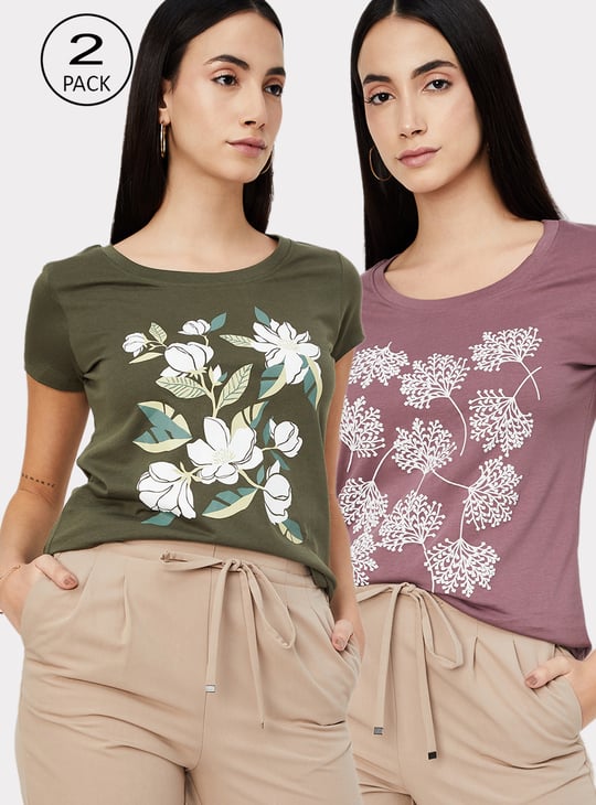 Women Graphic Printed T-shirt - Pack of 2
