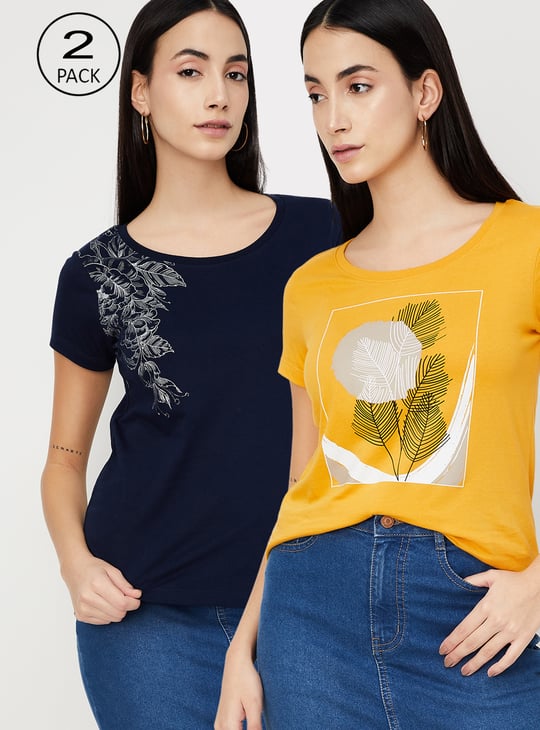 Women Graphic Printed T-shirt - Pack of 2