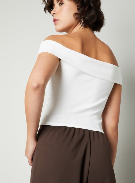 Women Ribbed Off-Shoulder Top
