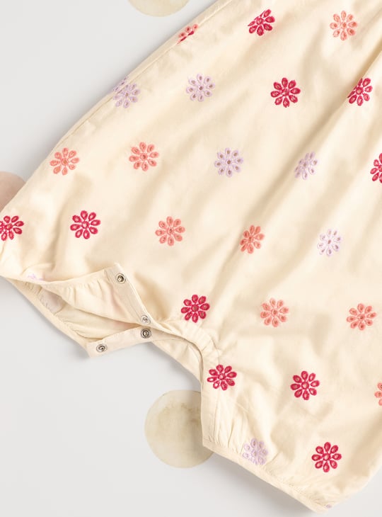 Girls Embroidered Romper with Cap