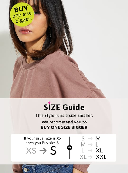 URB_N Women Solid Boxy Cropped Sweatshirt