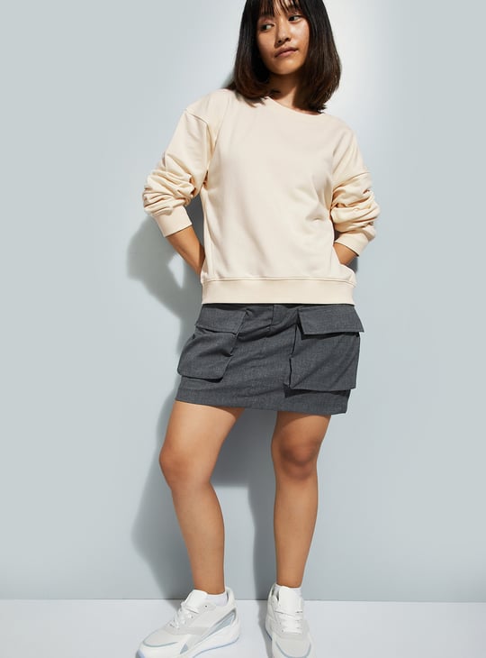 URB_N Women Relaxed Fit Solid Sweatshirt