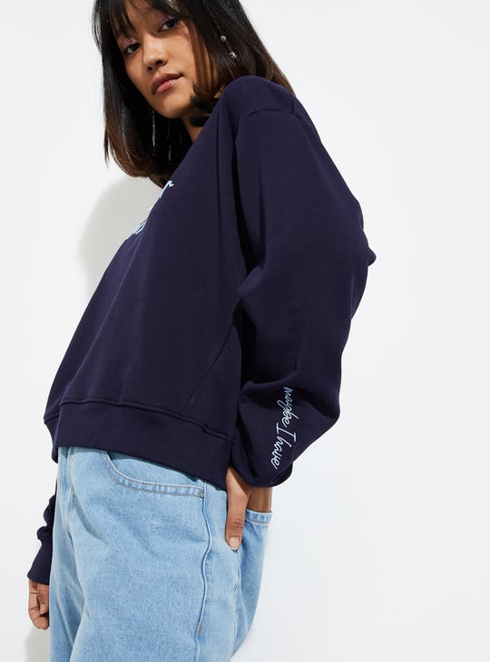 URB_N Women Relaxed Fit Embroidered Sweatshirt