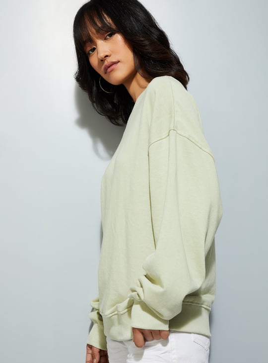 URB_N Women Oversized Solid Sweatshirt