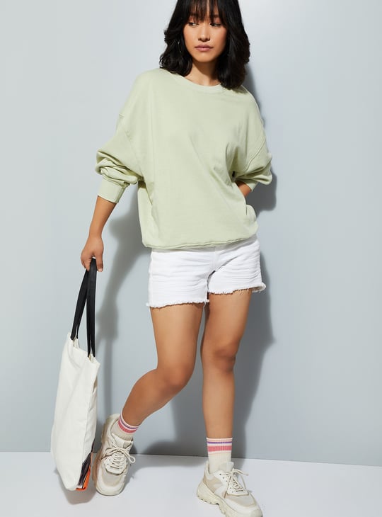 URB_N Women Oversized Solid Sweatshirt