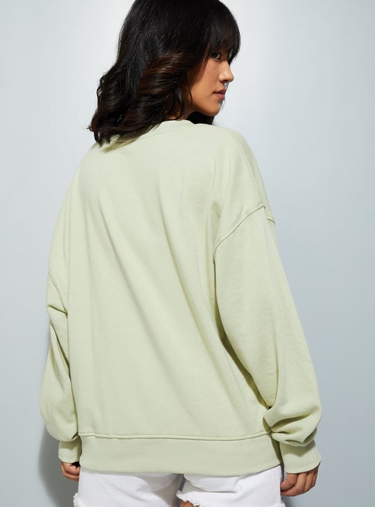 URB_N Women Oversized Solid Sweatshirt