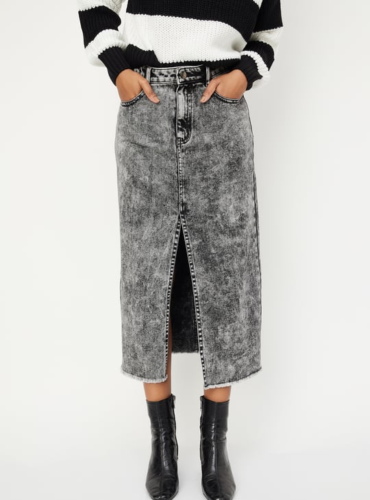 GYDA FRONT SLIT DENIM LONG SK LIKE SPT