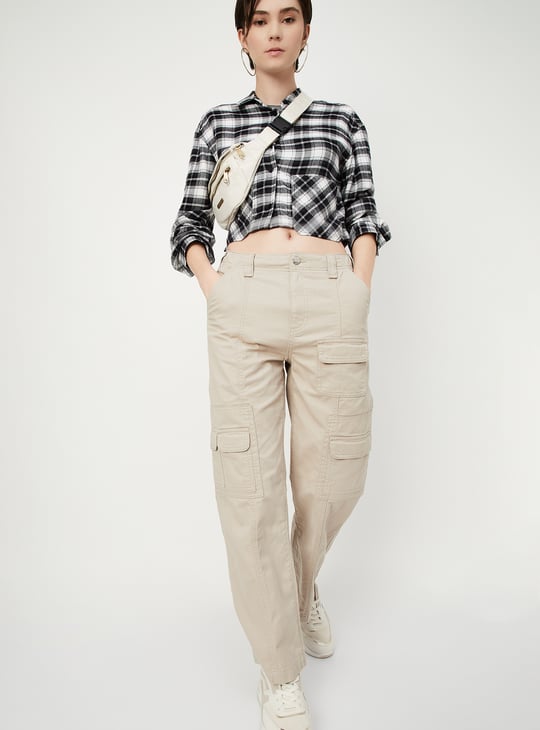 Women Solid Cargo Trousers