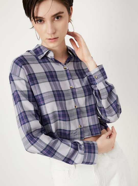 Women Checked Cropped Shirt | Checked
