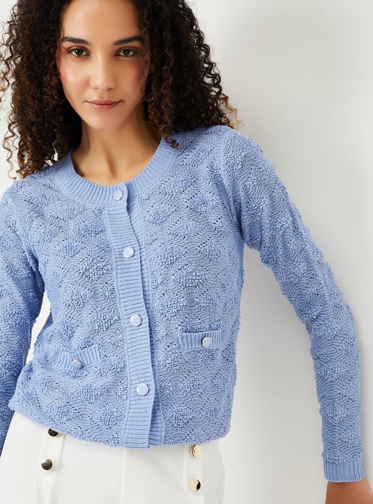 Women Geoemtric Knit Cardigan