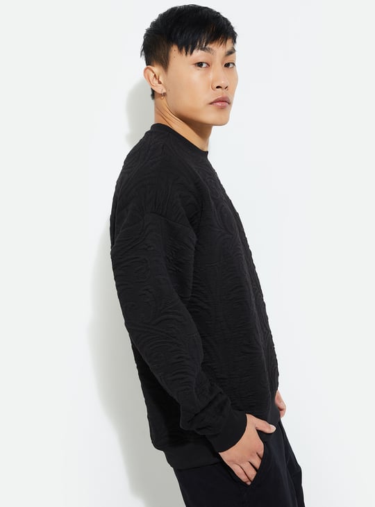 URB_N Men Oversized Textured Sweatshirt