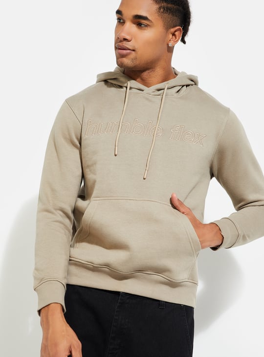 URB_N Men Embroidered Hooded Sweatshirt