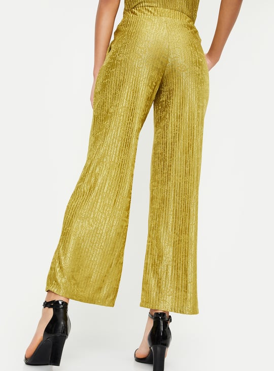 Kalki x Max Women Shimmer Wide Legged Trousers Yellow Trousers