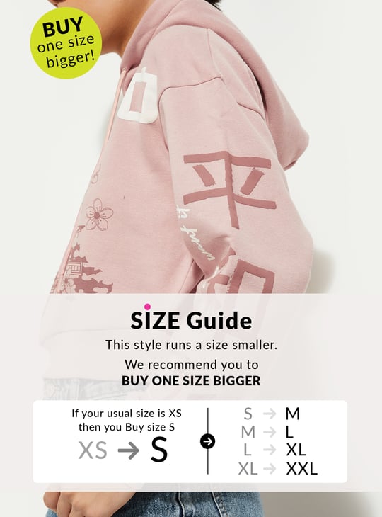 ALAYA F x URB_N Women Printed Crop Sweatshirt with Hood