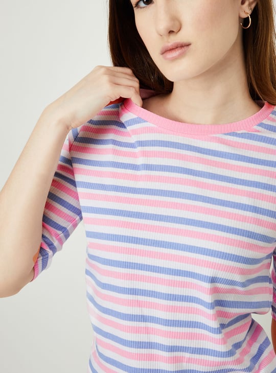 Women Striped Ribbed T-shirt