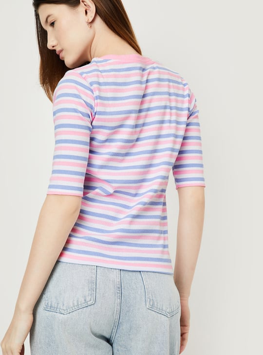 Women Striped Ribbed T-shirt