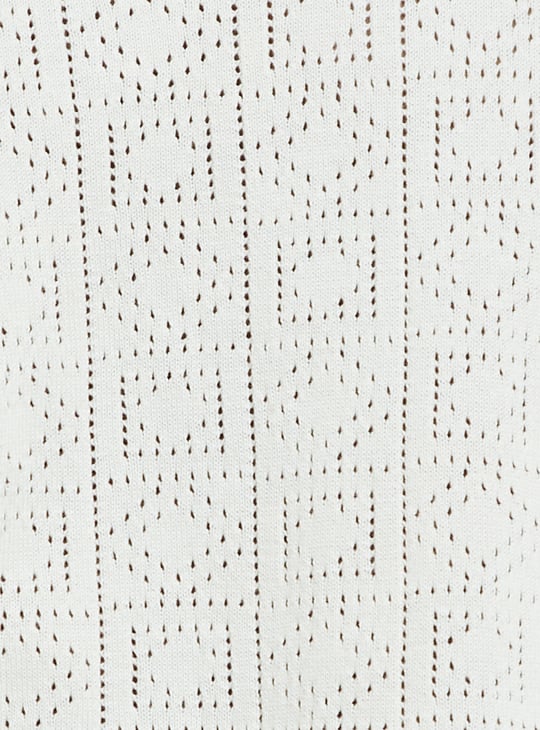 URB_N Men Oversized Pointelle Knit Polo T-shirt