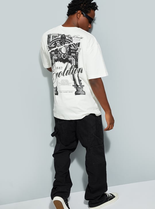 URB_N Men Back Print Oversized T-shirt