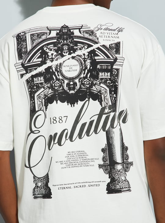 URB_N Men Back Print Oversized T-shirt