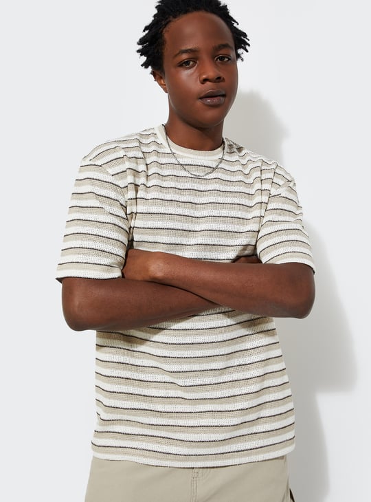 URB_N Men Relaxed Fit Striped T-shirt