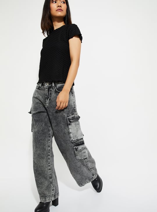 ALAYA F x URB_N Women Washed Cargo Jeans