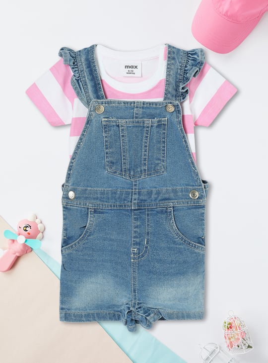 Girls Denim Dungaree with T-shirt