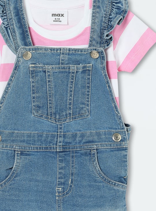 Girls Denim Dungaree with T-shirt
