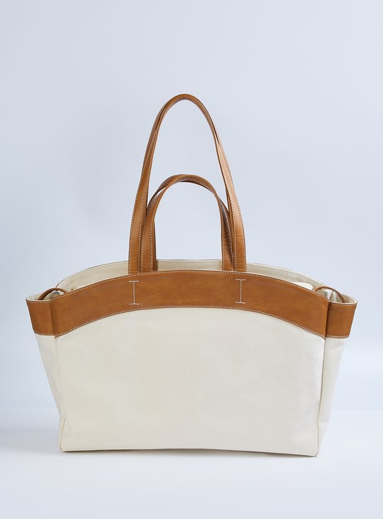 Women Oversized Jute Tote Bag with Pouch