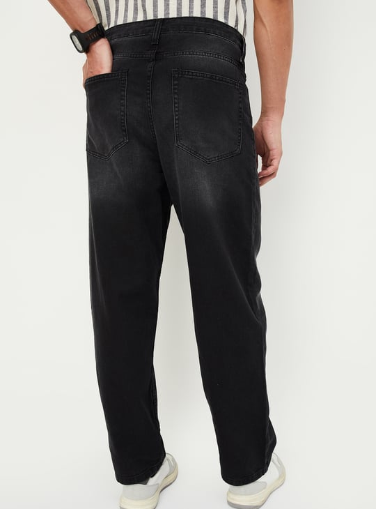 Men Loose Fit Washed Jeans