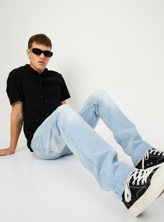 Men Regular Fit Washed Jeans Blue Regular