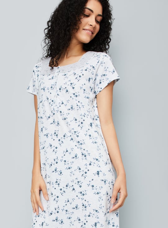 Women Floral Printed Night Gown