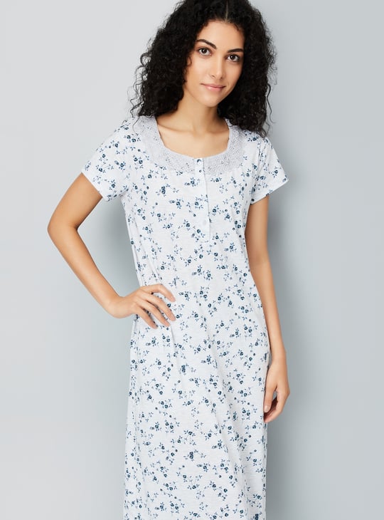 Women Floral Printed Night Gown
