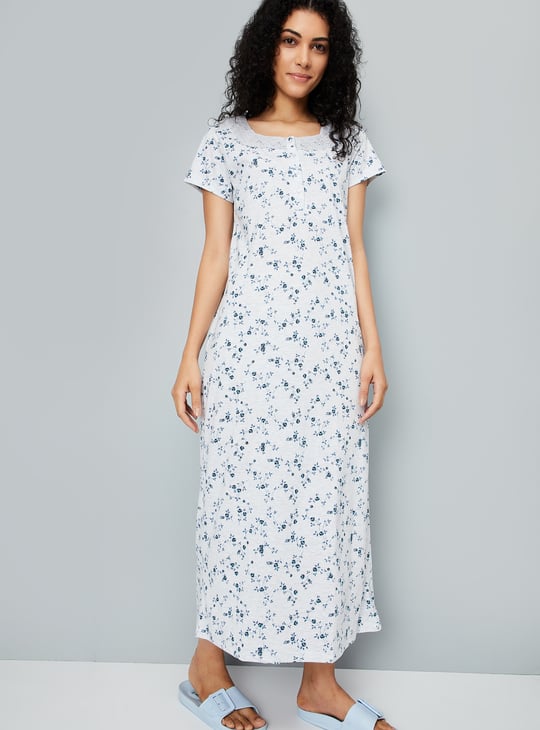 Women Floral Printed Night Gown