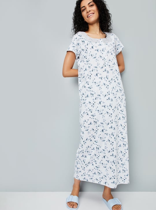 Women Floral Printed Night Gown