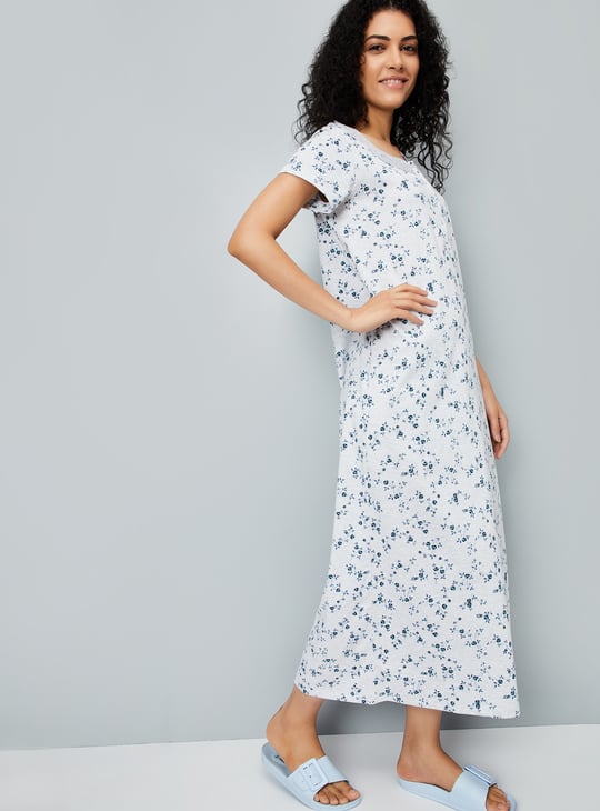 Women Floral Printed Night Gown
