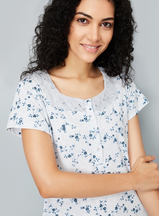 Women Floral Printed Night Gown